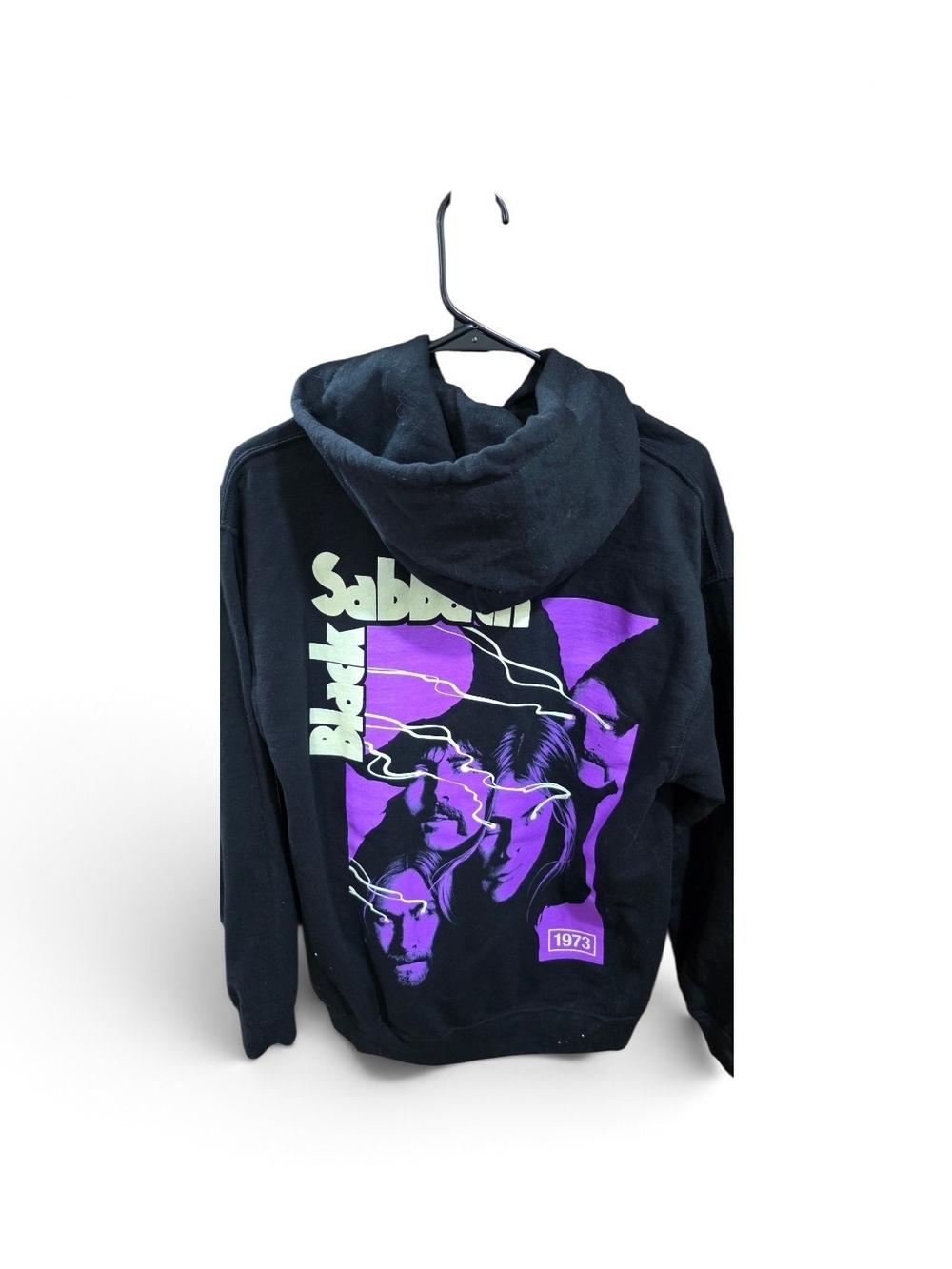 Black Graphic Hoodie Sweatshirt - Black Sabbath 1973 - Black/Purple